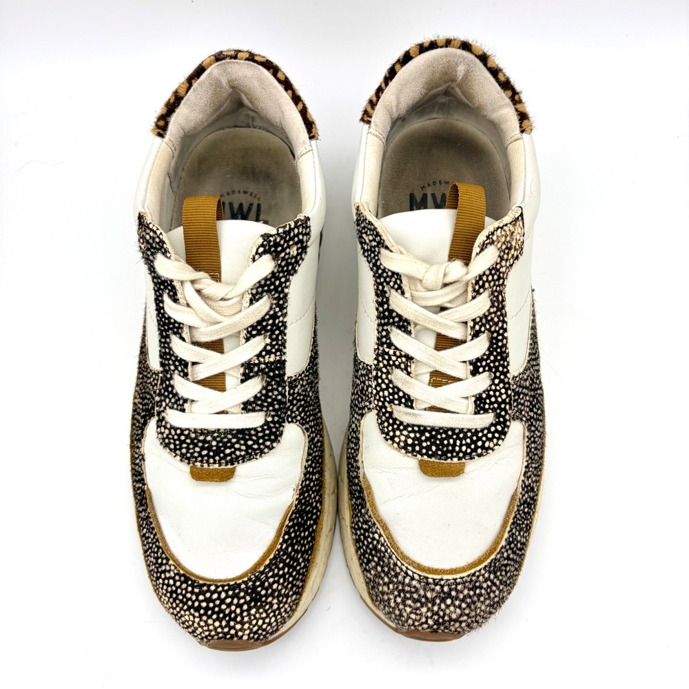 Madewell MWL Cloudlift Sneakers Womens 8.5 Animal Print Calf Hair Cream‎ Leather - Picture 3 of 11